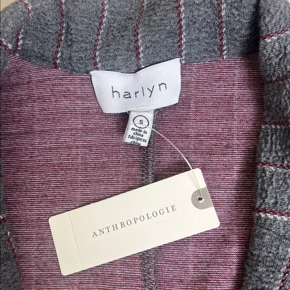 NWT Anthropologie Women’s Harlyn Morgan’s Gray Pinstripe Longline Blazer Small